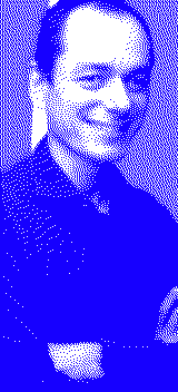 François Véron, portrait tramé en bleu